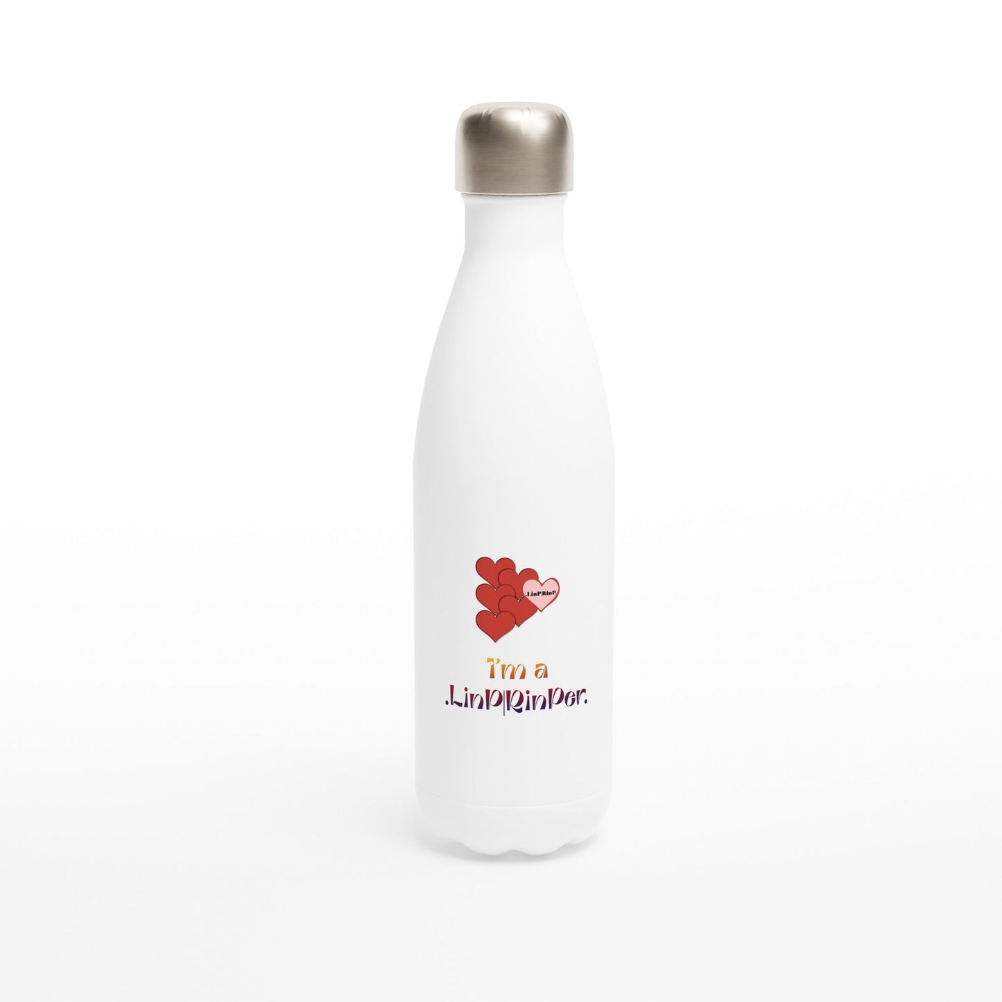 .LinP|RinP. White 17oz Stainless Steel Water Bottle .LinP|RinP.