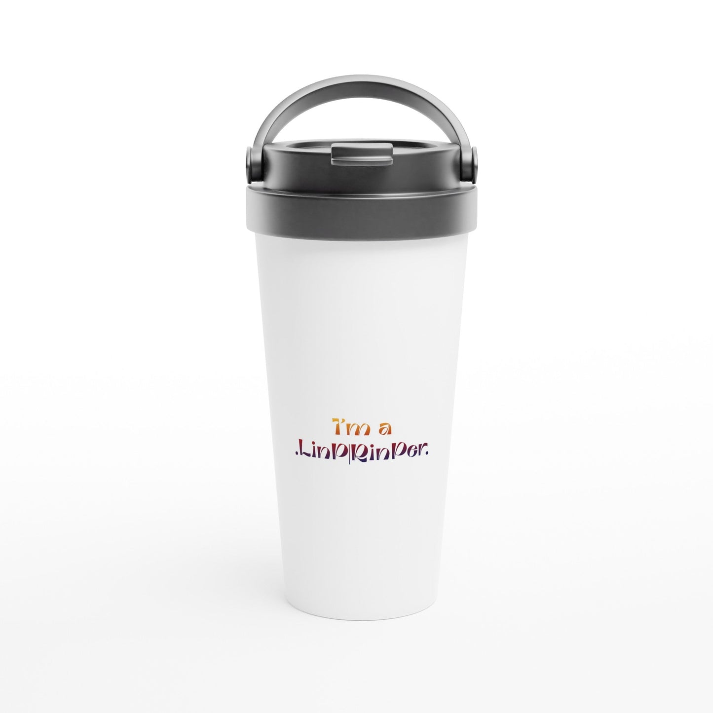 White 15oz Stainless Steel Travel Mug .LinP|RinP.